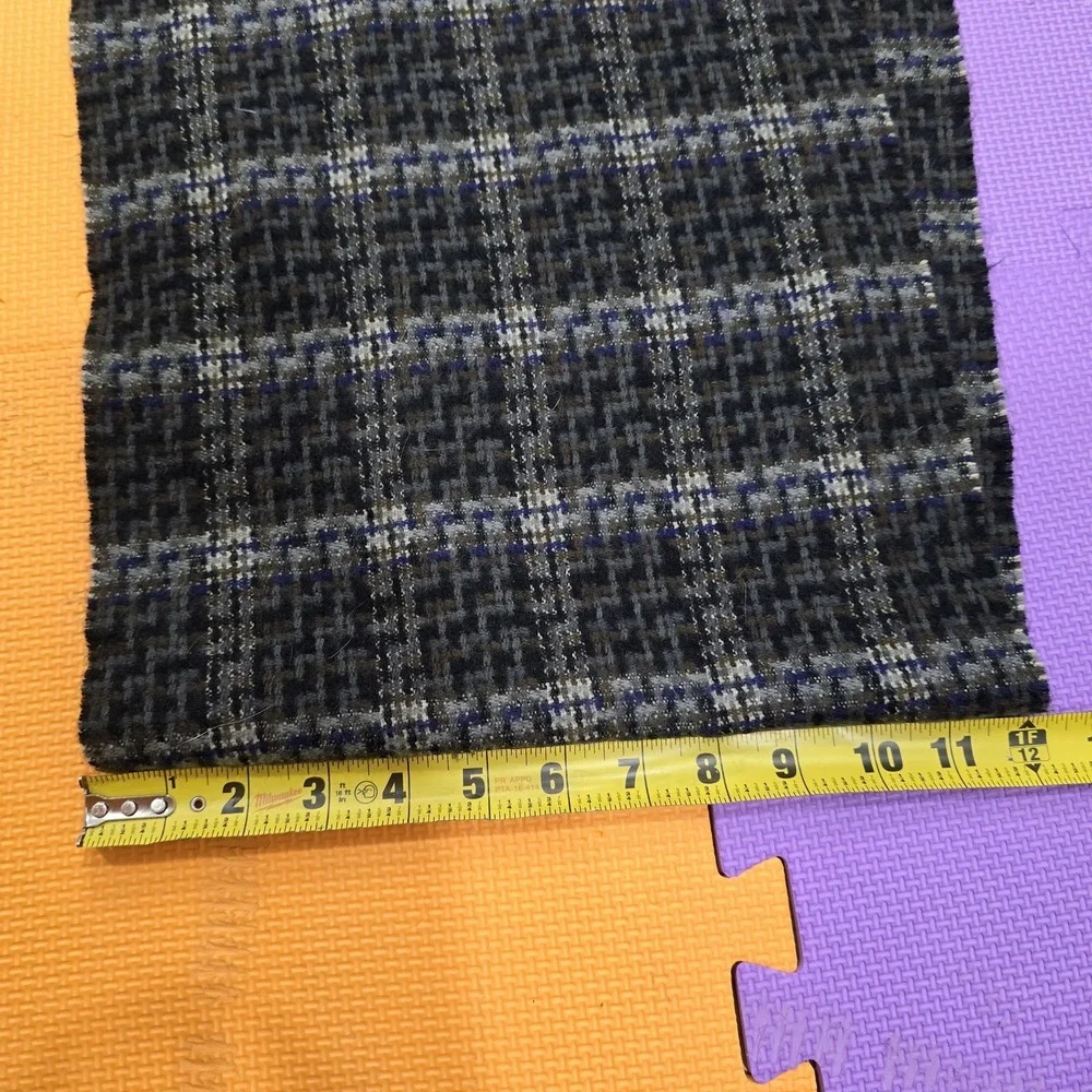 D&Y Softer Than Cashmere Scarf Gray Blue Plaid Checkered 100% Acrylic Soft 12x64